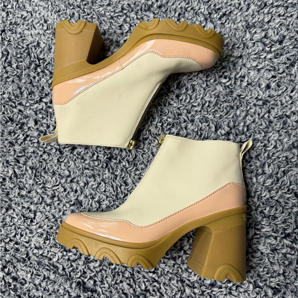 SOREL Waterproof Brex Peach Chalk Heeled Chelsea Leather Zip Booties